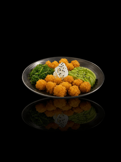 Furay: langostinos furay, queso, palta y verdeo